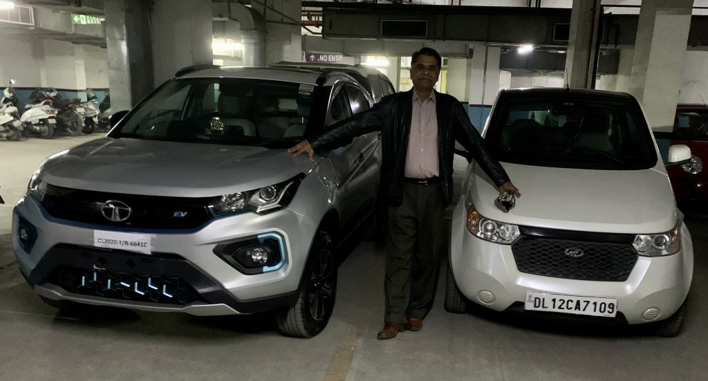 Mr. Dharmesh with his 2 EVs
